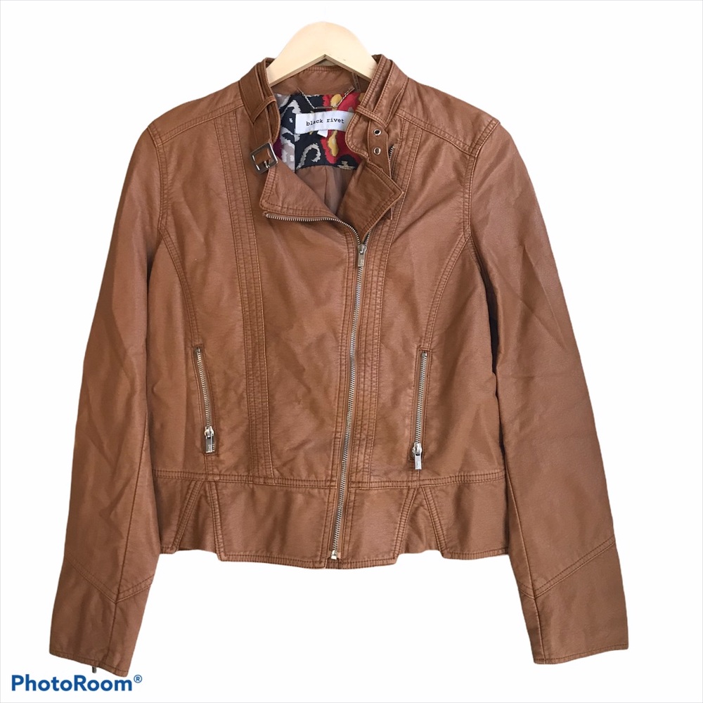 NWT Black Rivet Caramel Faux Leather Jacket